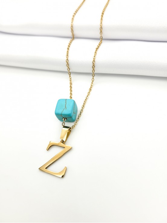 Κολιέ Ζ gold μπλέ πέτρα