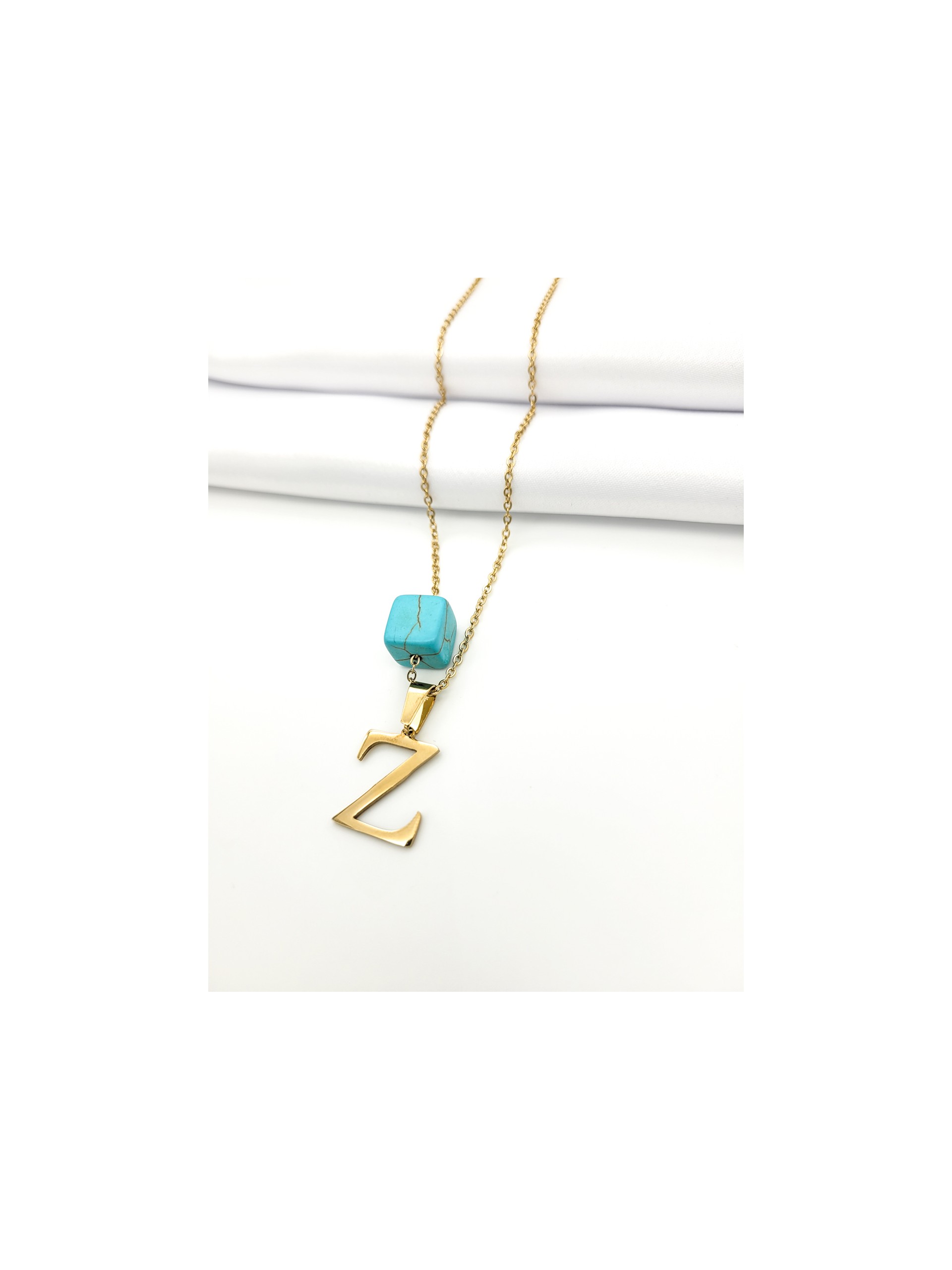 Κολιέ Ζ gold μπλέ πέτρα