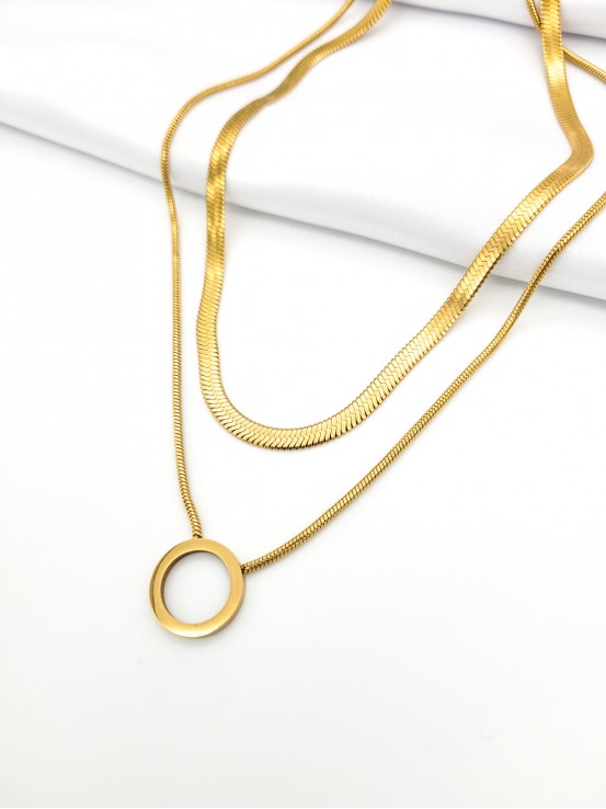 Κολιέ double snake χρυσό
