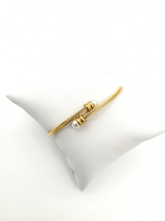 Χειροπέδα Lines Pearl χρυσή