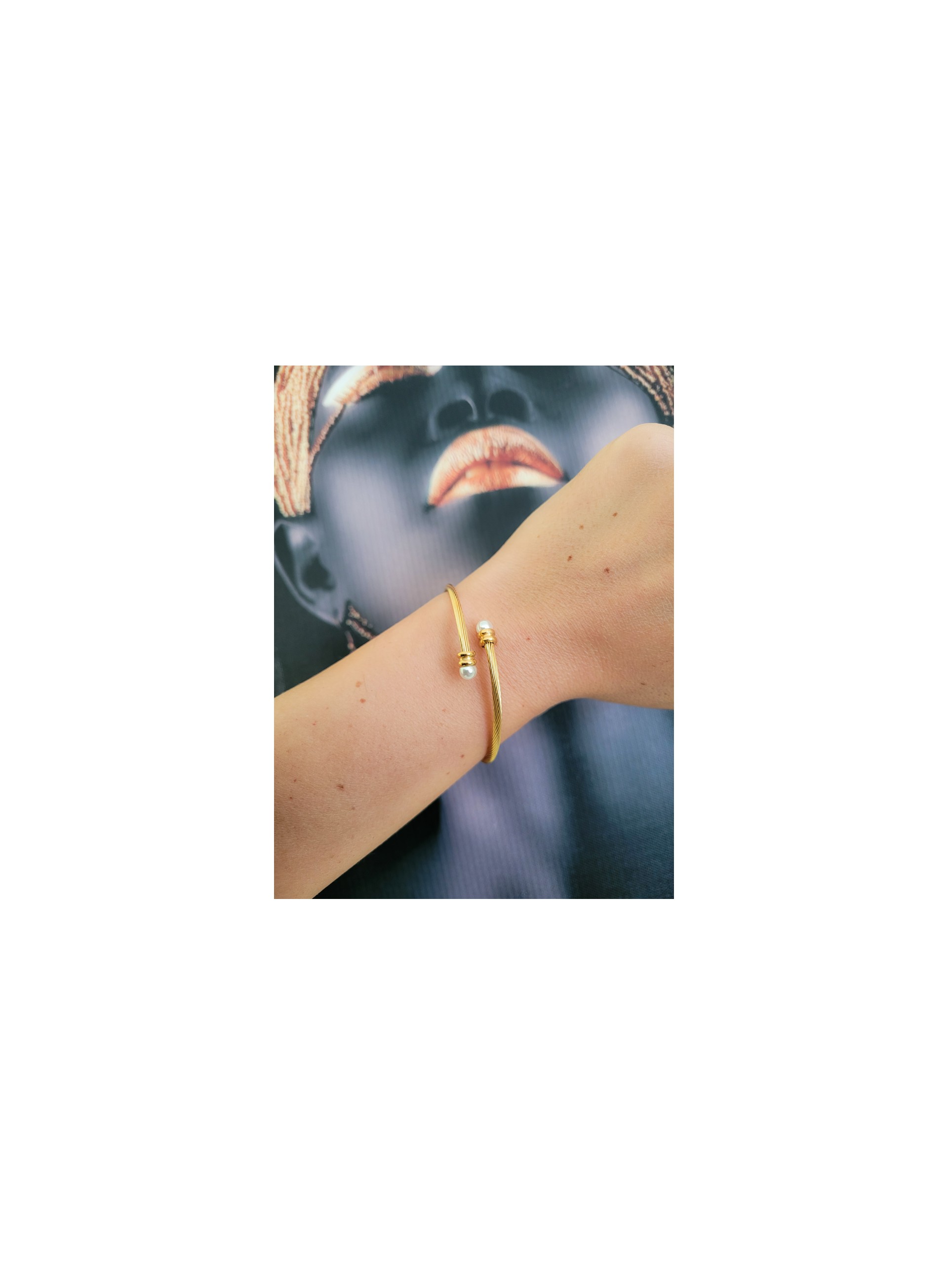 Χειροπέδα Lines Pearl χρυσή