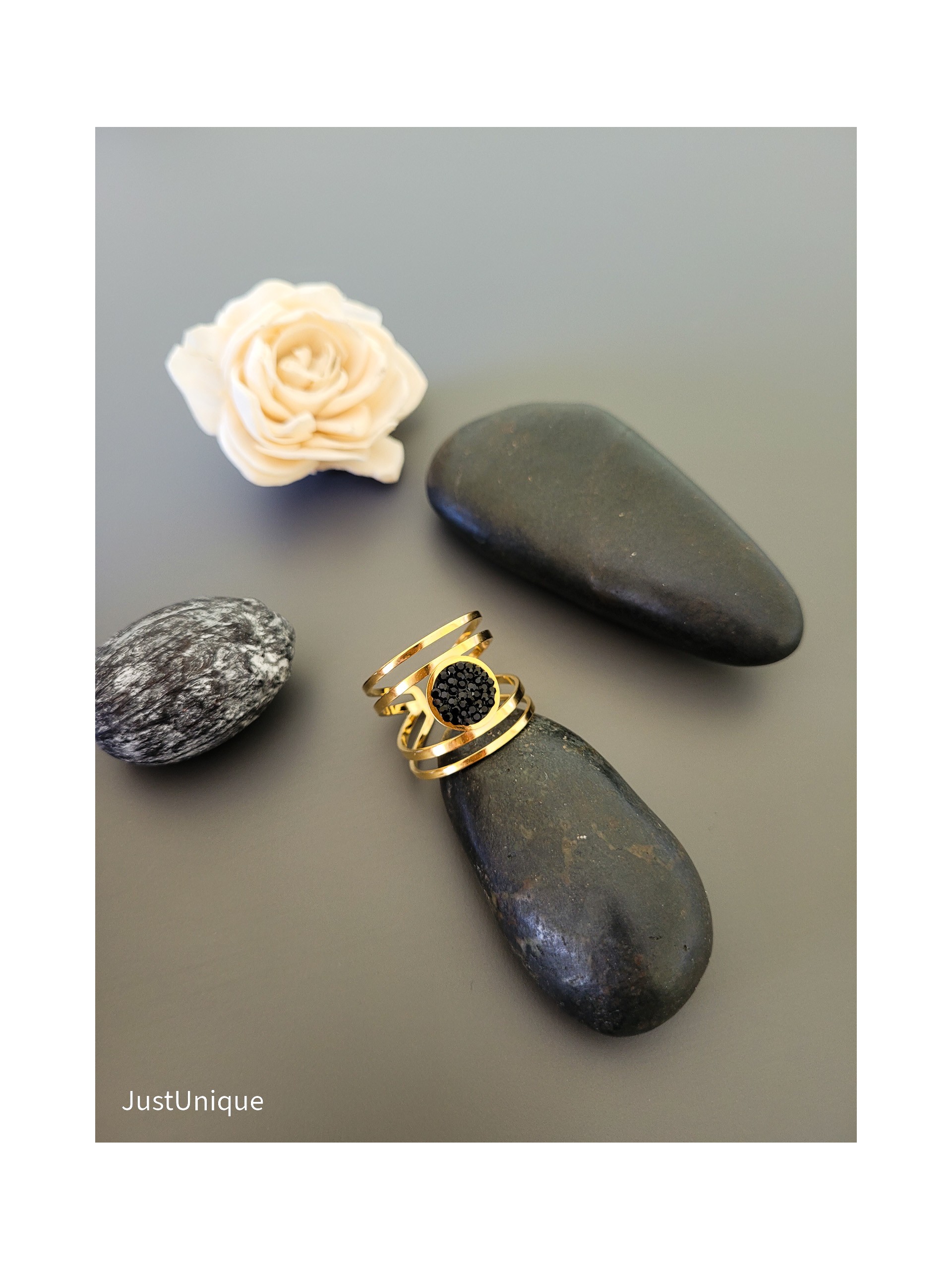 Δαχτυλίδι Solid-circle χρυσό μαύρο