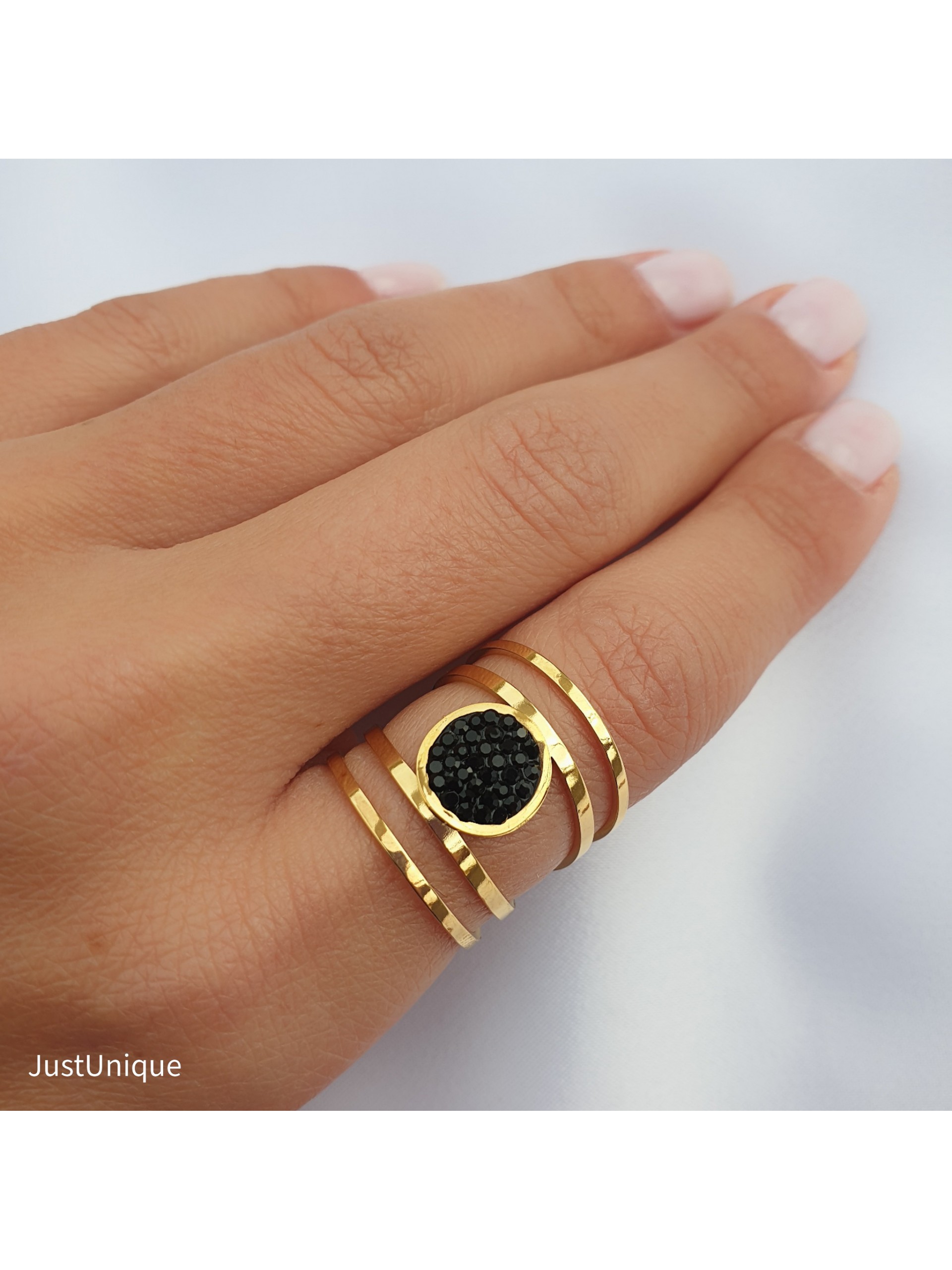 Δαχτυλίδι Solid-circle χρυσό μαύρο