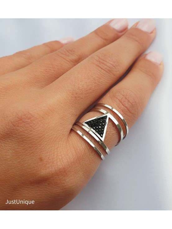 Δαχτυλίδι Solid ασημί μαύρο