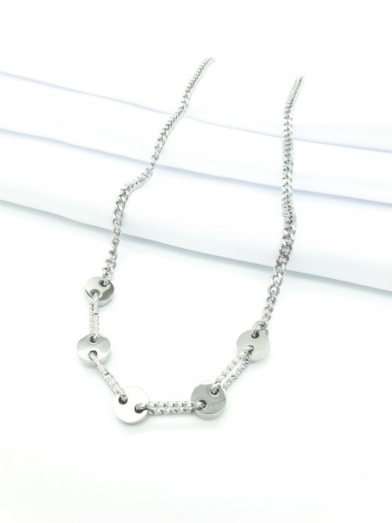 Κολιέ button ασημί