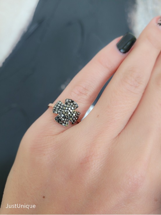 Δαχτυλίδι cross glamour ροζ χρυσό γκρί