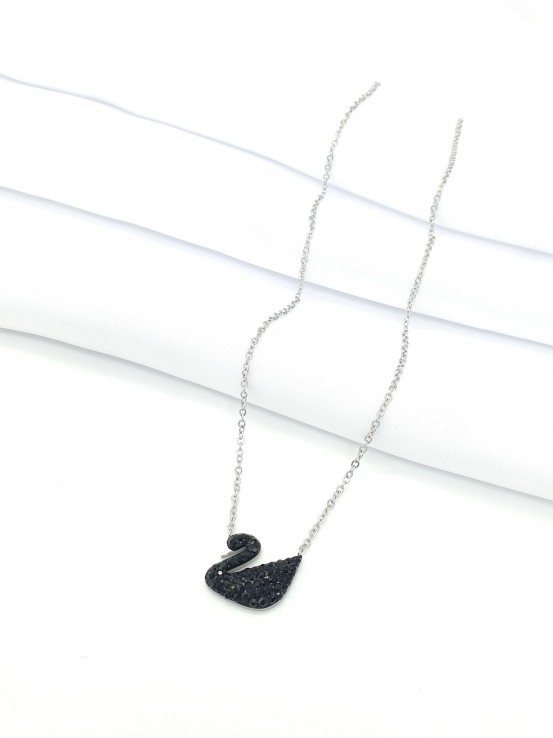 Κολιέ  black swan ασημί