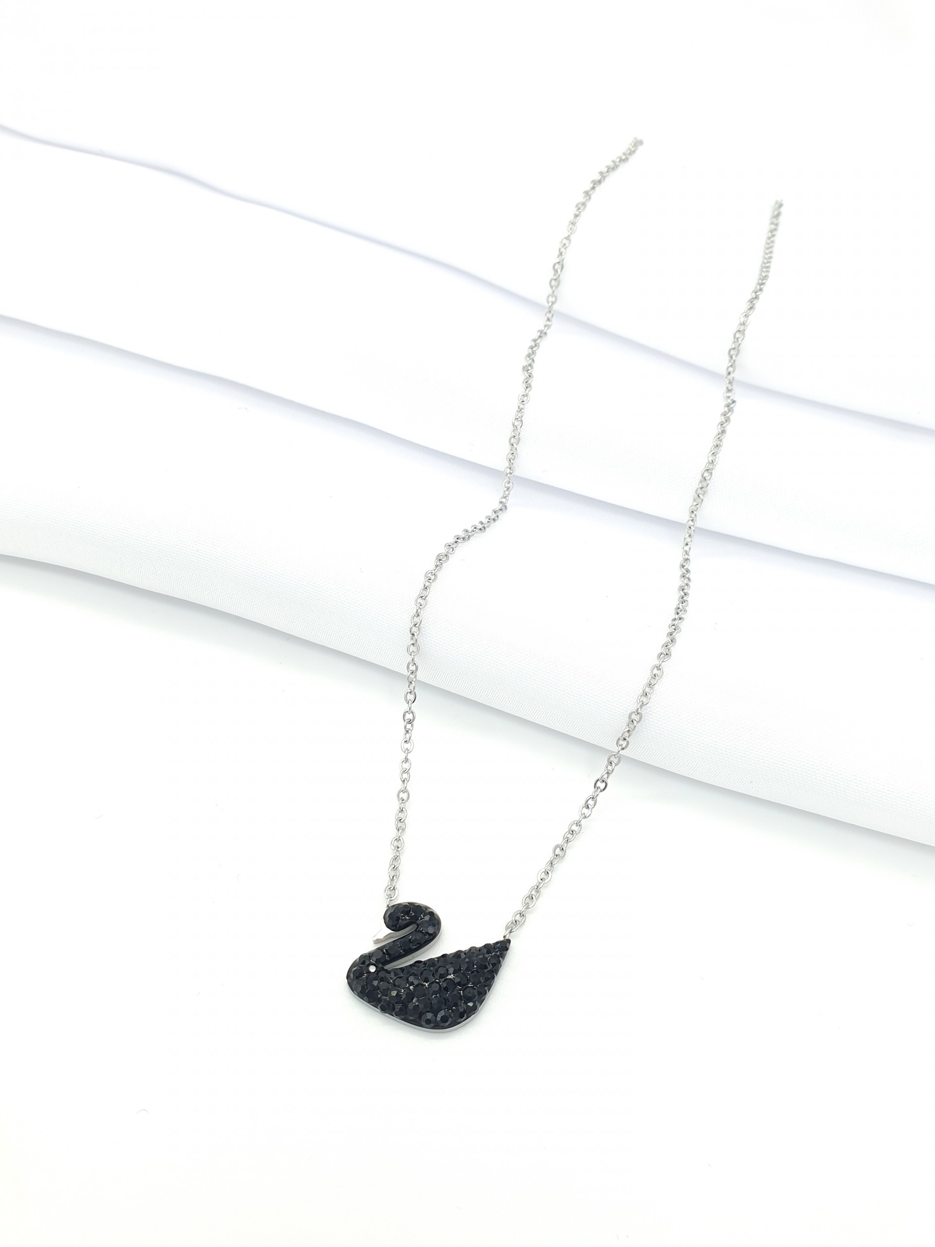 Κολιέ  black swan ασημί