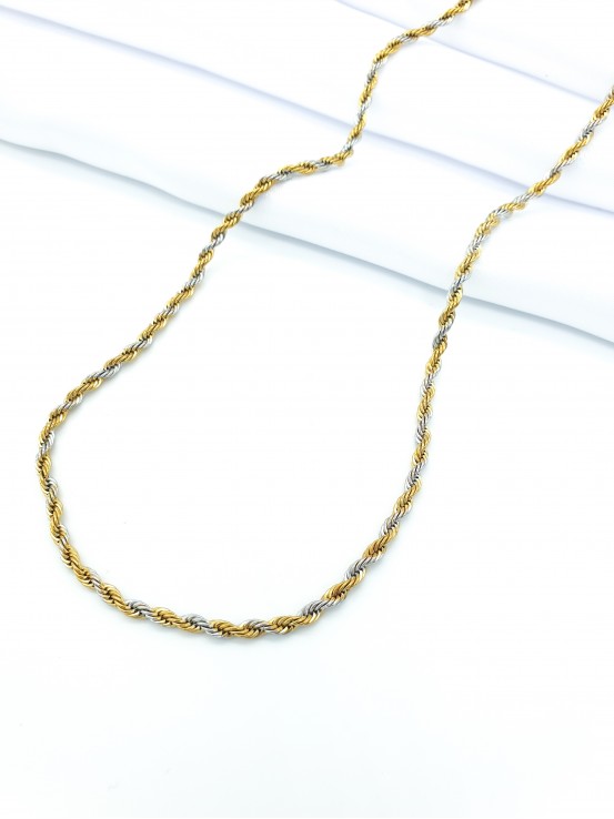 Κολιέ labyrinth ασημί χρυσό  50cm