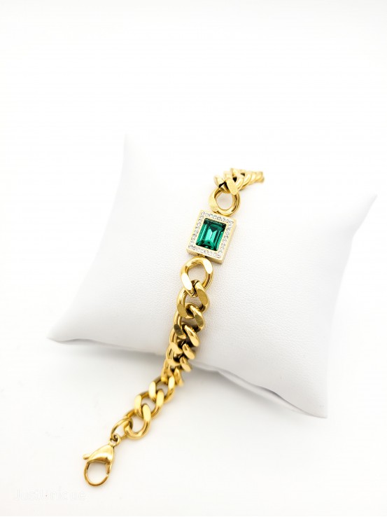 Βραχιόλι Esmeralda χρυσό σμαραγδί