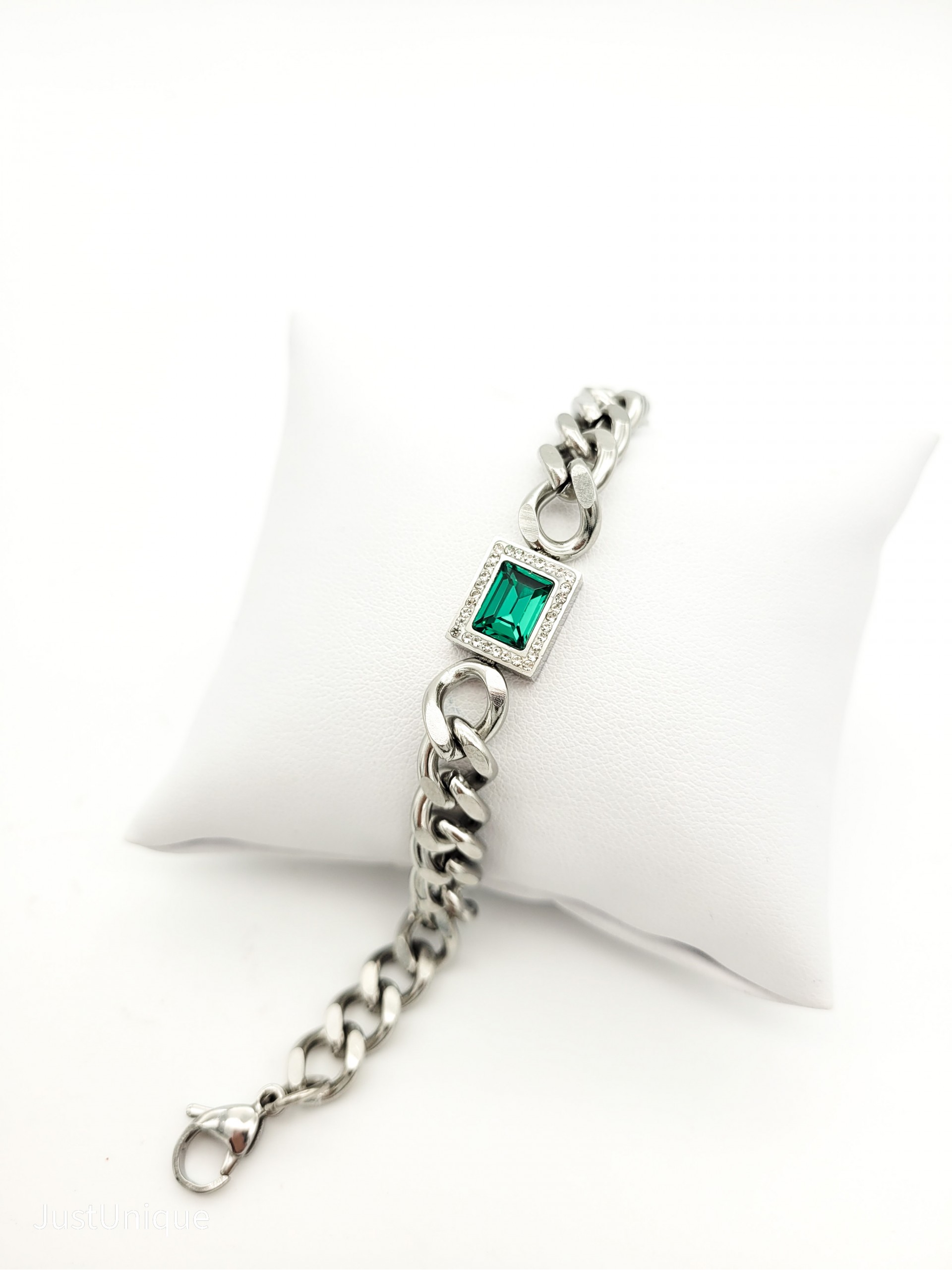 Βραχιόλι Esmeralda ασημί σμαραγδί