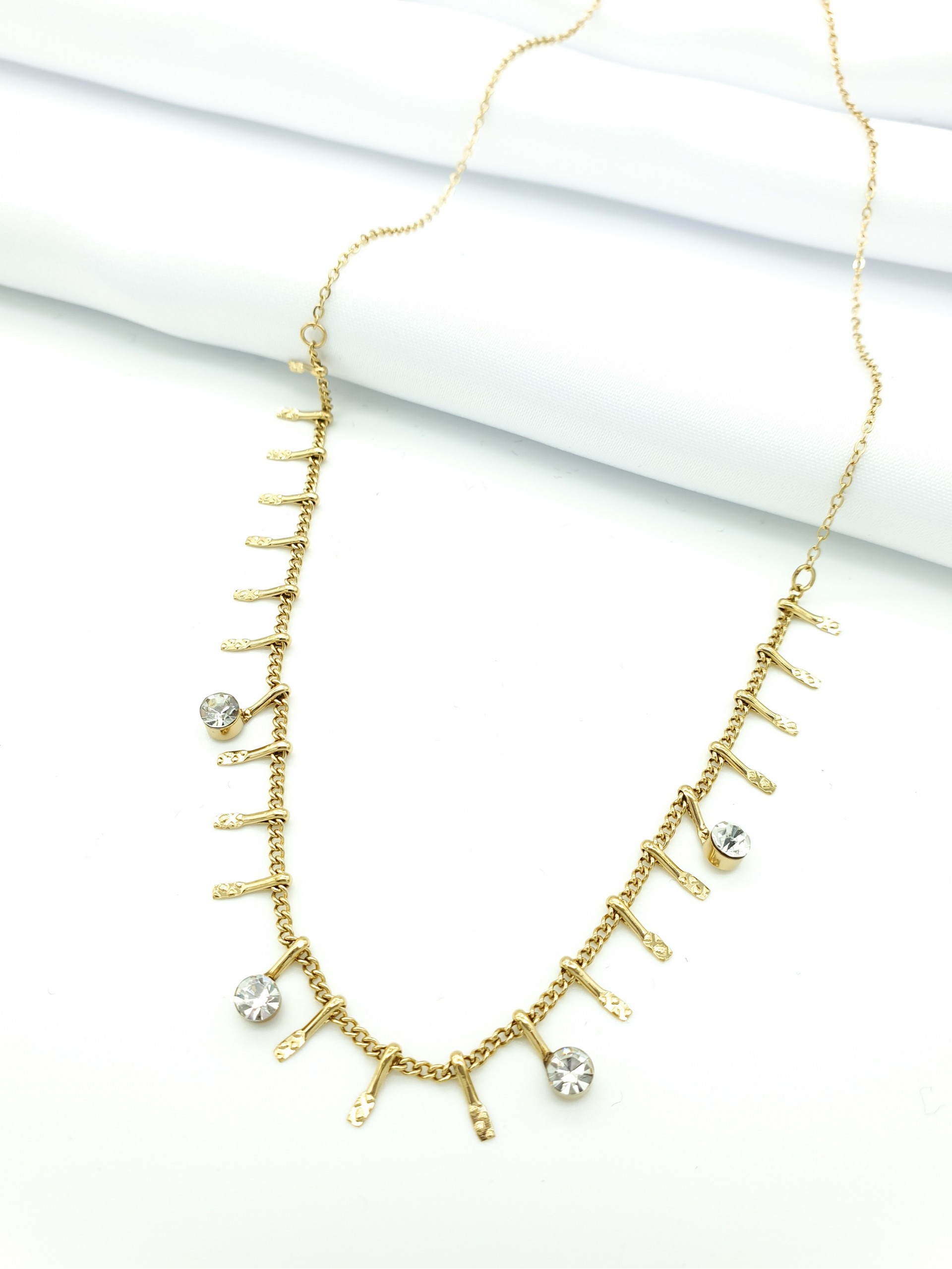 Κολιέ drippers strass  χρυσό