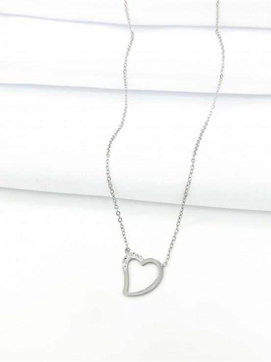 Κολιέ empty heart ασημί
