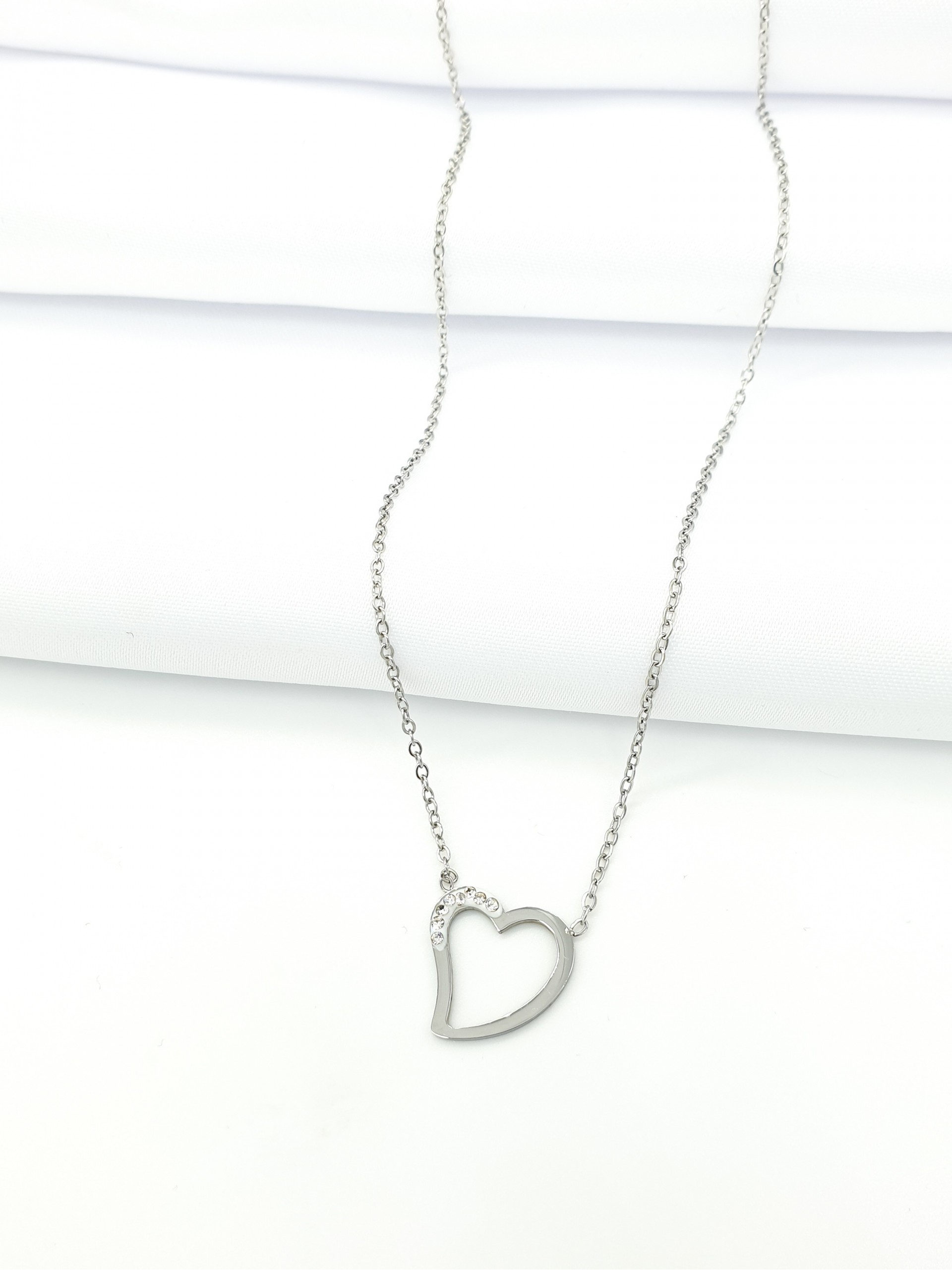 Κολιέ empty heart ασημί