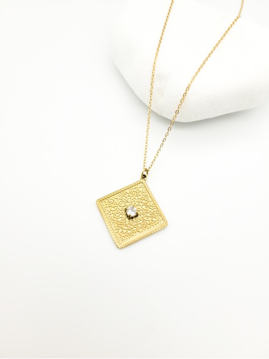 Κολιέ  Stamp χρυσό διάφανο