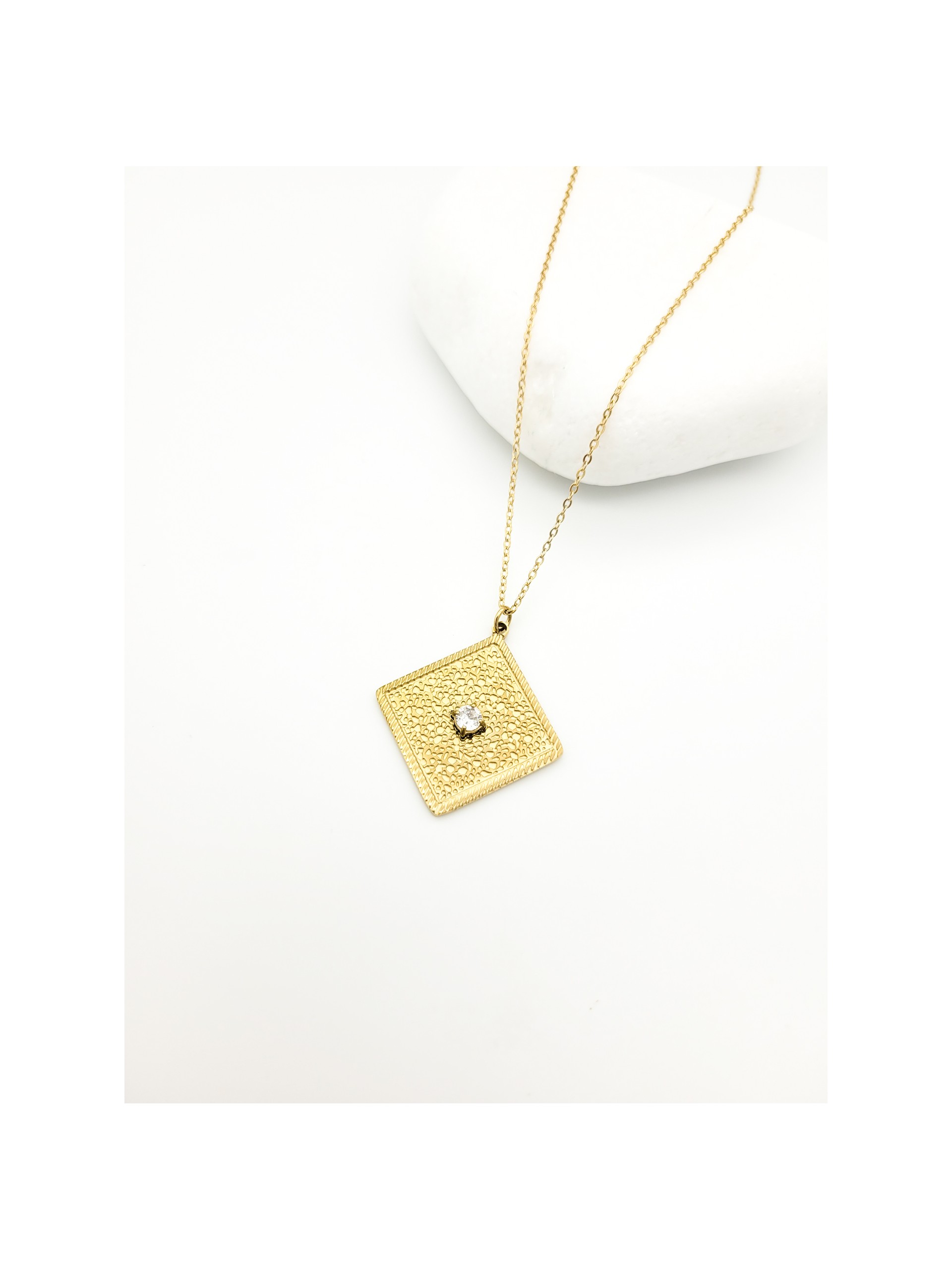 Κολιέ  Stamp χρυσό διάφανο