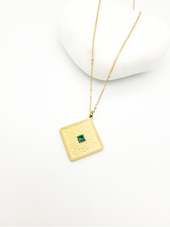 Κολιέ  Stamp χρυσό πράσινο