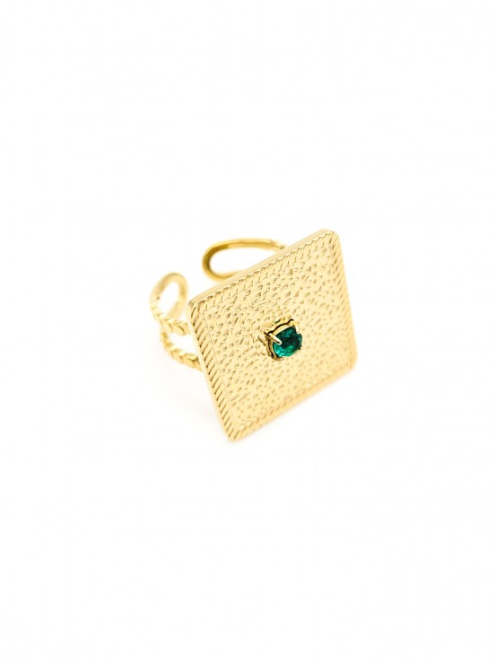 Δαχτυλίδι Stamp χρυσό πράσινο