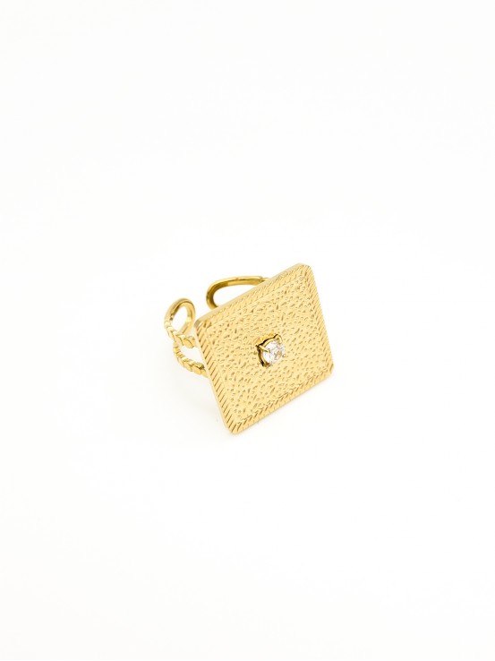 Δαχτυλίδι Stamp χρυσό διάφανο