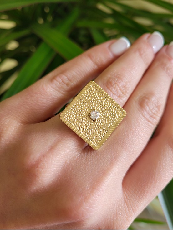 Δαχτυλίδι Stamp χρυσό διάφανο