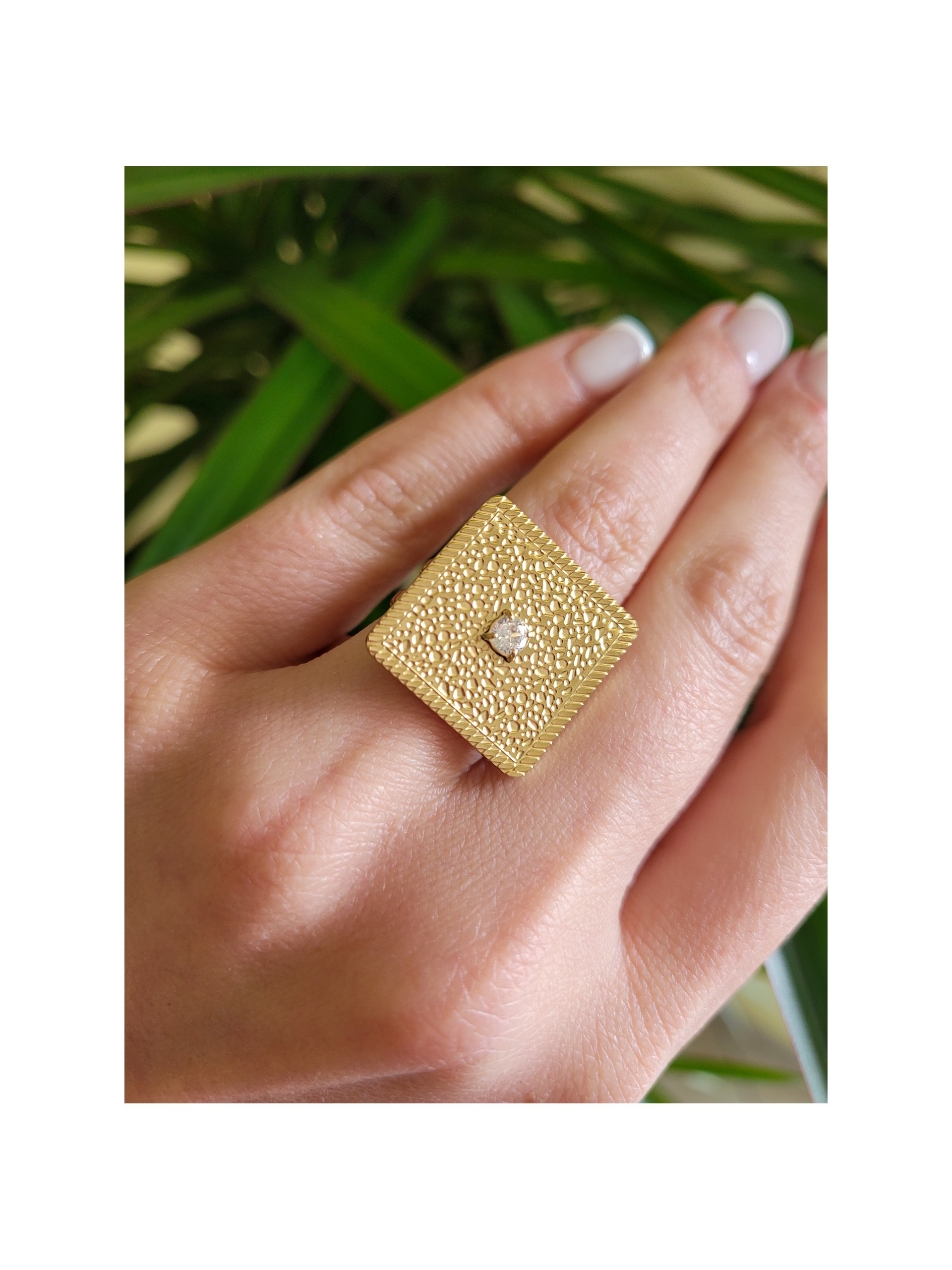 Δαχτυλίδι Stamp χρυσό διάφανο