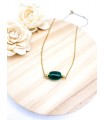 Κολιέ green agate  χρυσό