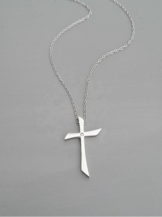 Κολιέ σταυρός specific ασημί