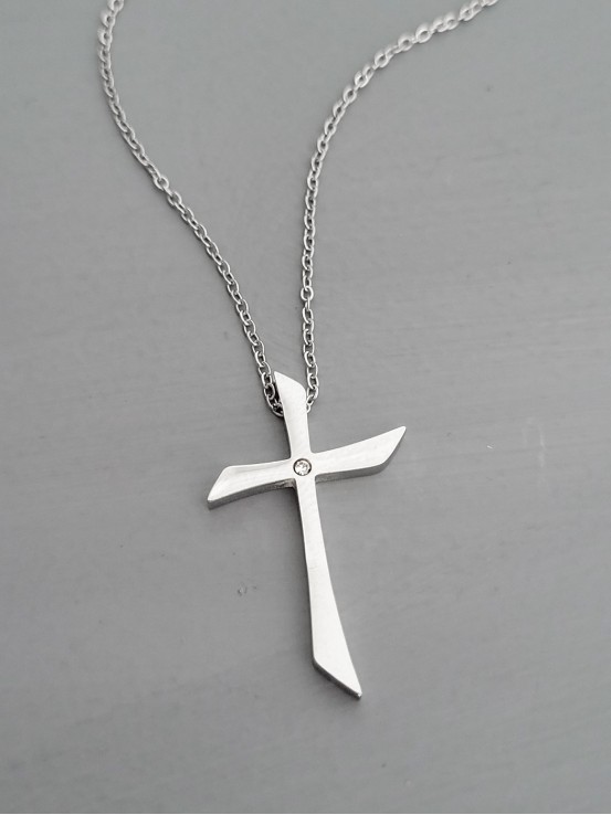 Κολιέ σταυρός specific ασημί