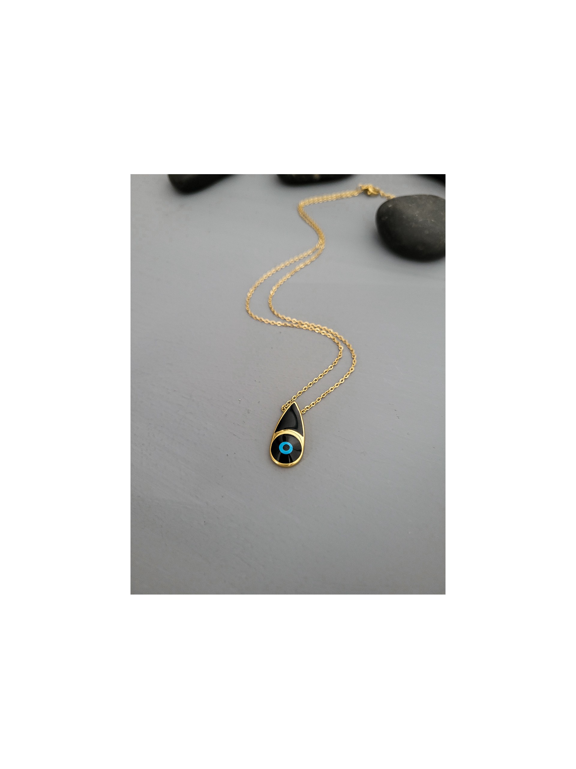 Κολιέ elegant eye black χρυσό