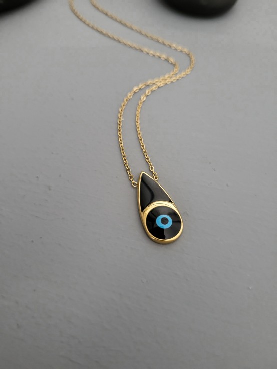 Κολιέ elegant eye black χρυσό