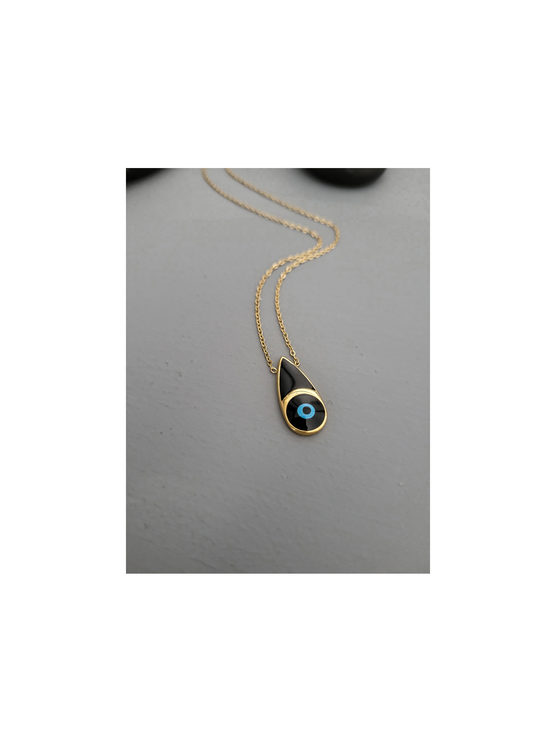 Κολιέ elegant eye black χρυσό