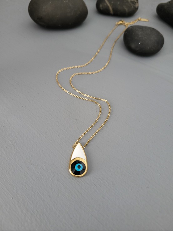 Κολιέ elegant eye white χρυσό