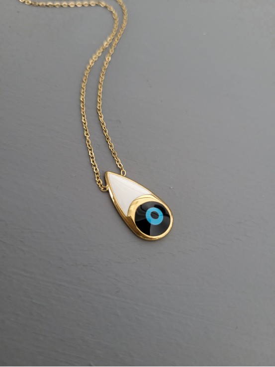 Κολιέ elegant eye white χρυσό