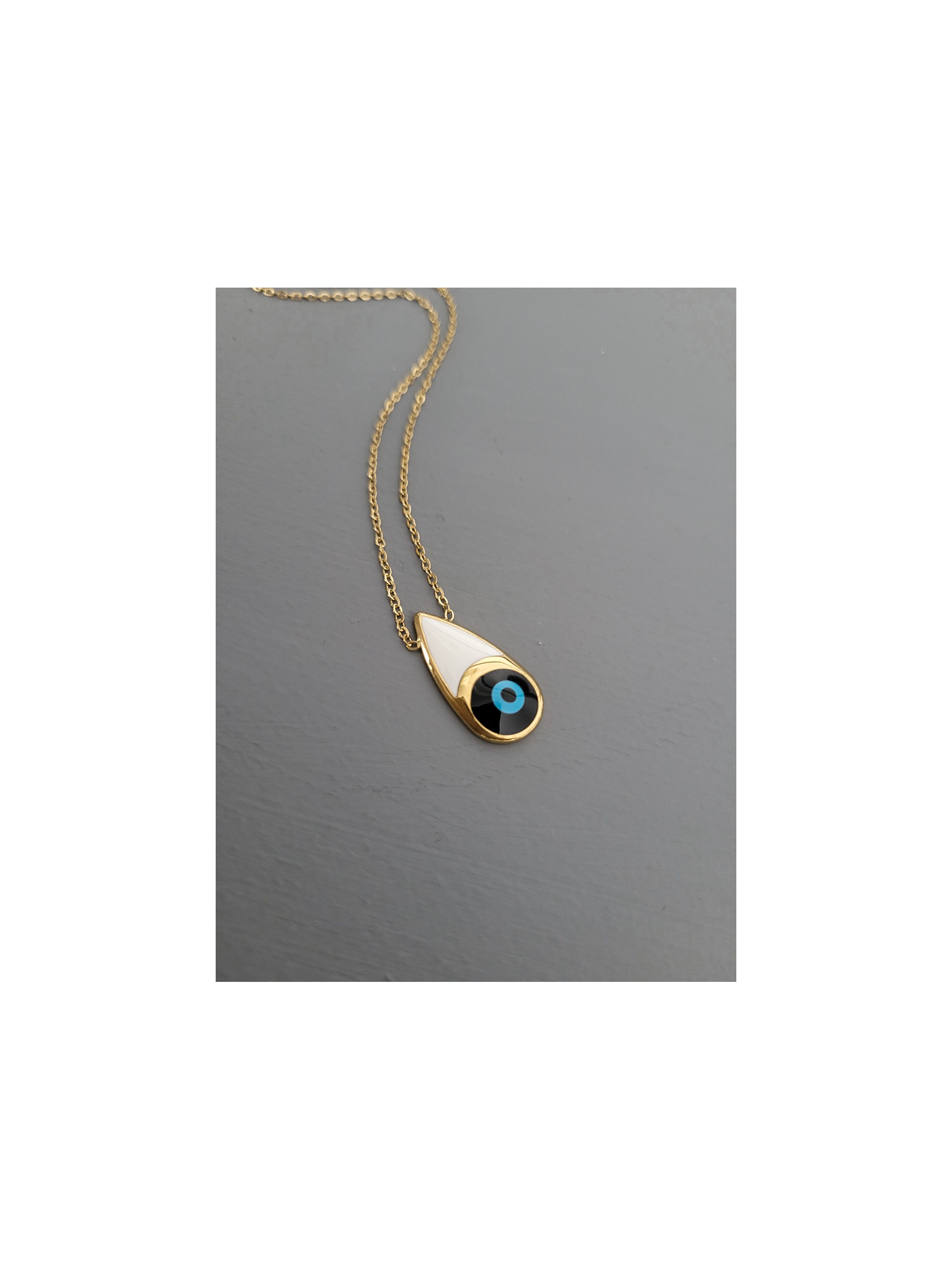 Κολιέ elegant eye white χρυσό