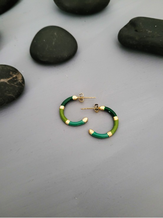 Σκουλαρίκια  enamel metal green