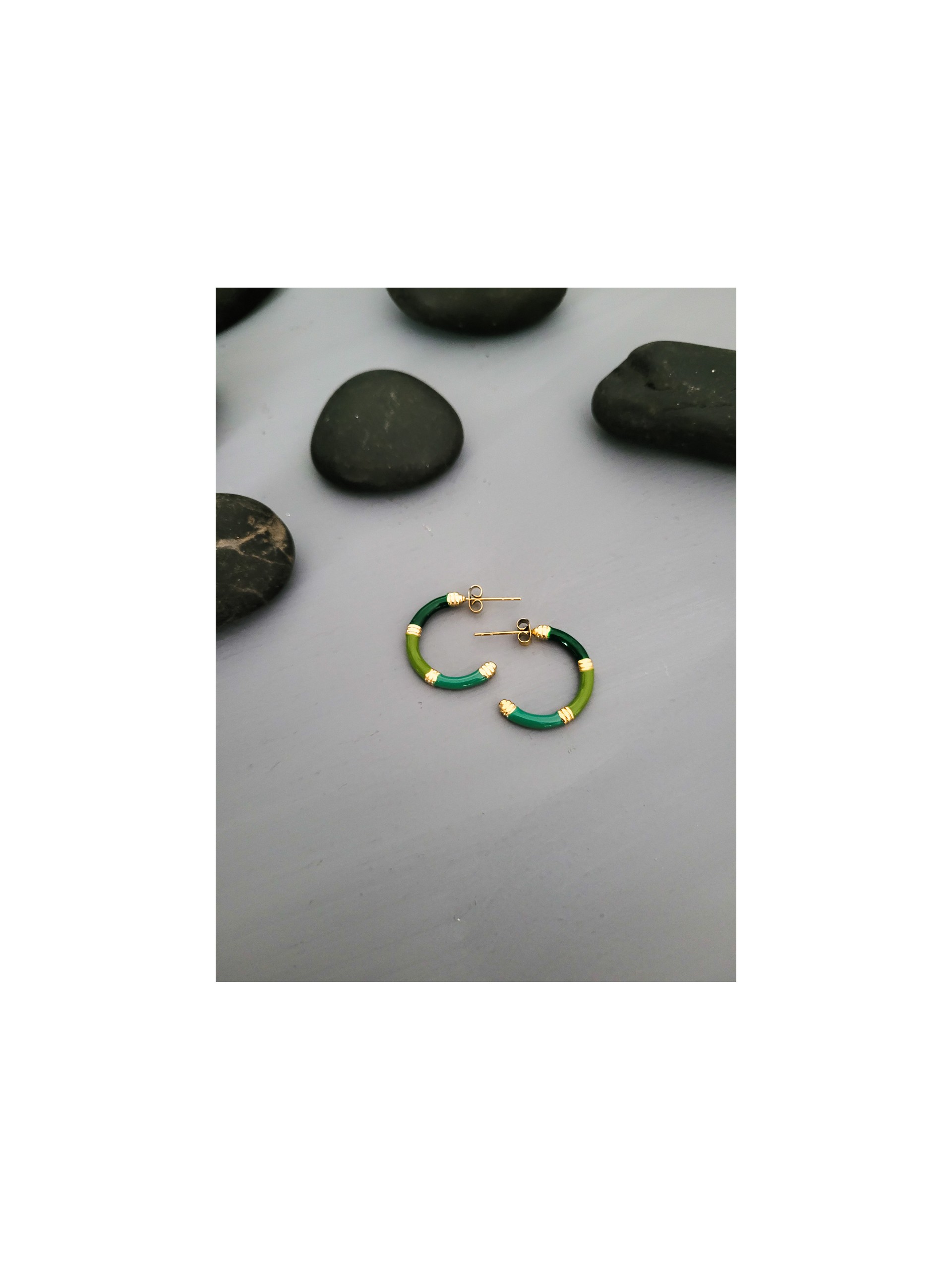 Σκουλαρίκια  enamel metal green