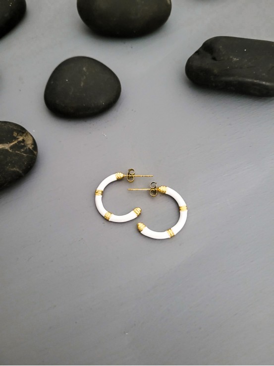Σκουλαρίκια  enamel metal white
