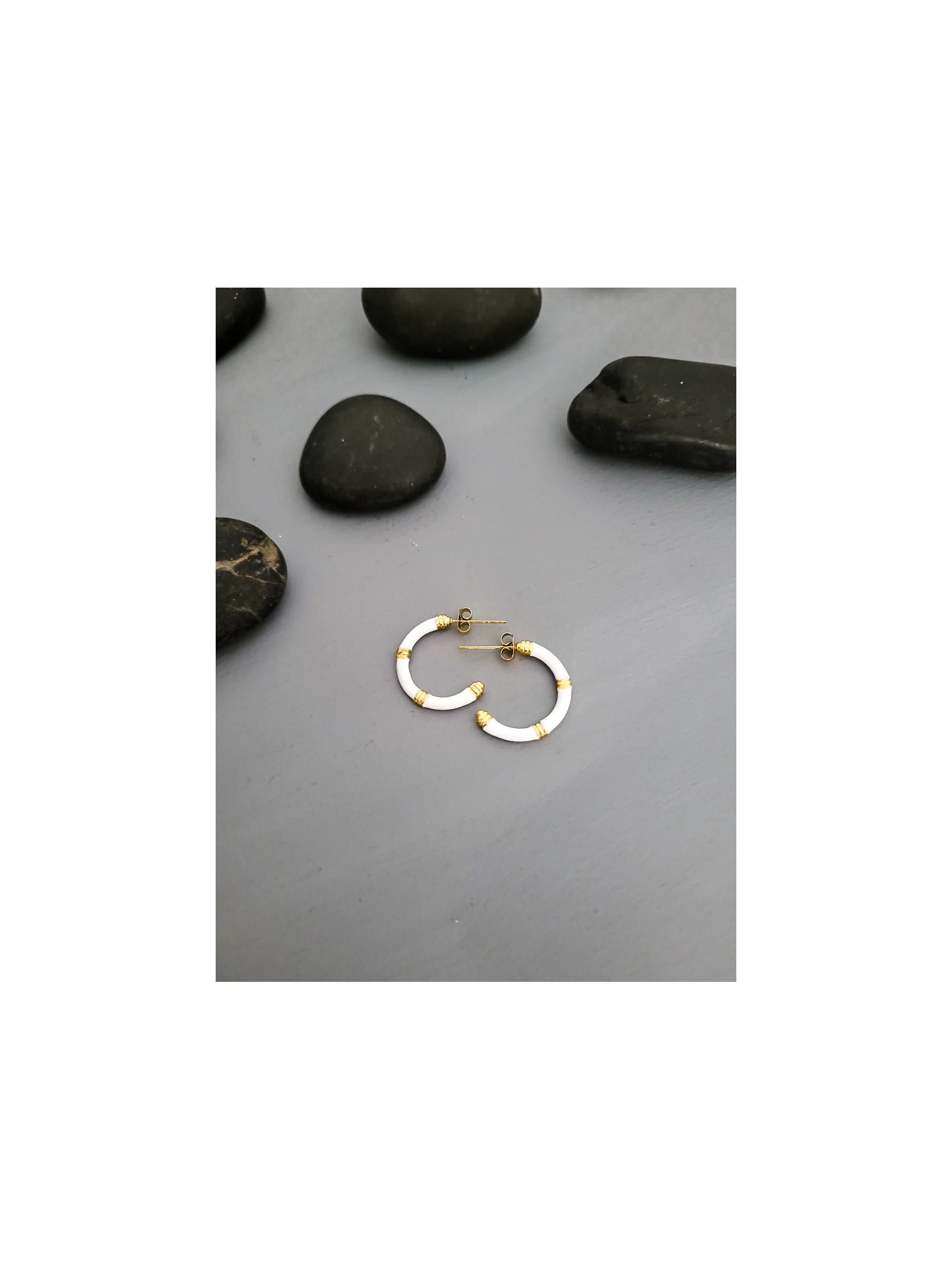Σκουλαρίκια  enamel metal white
