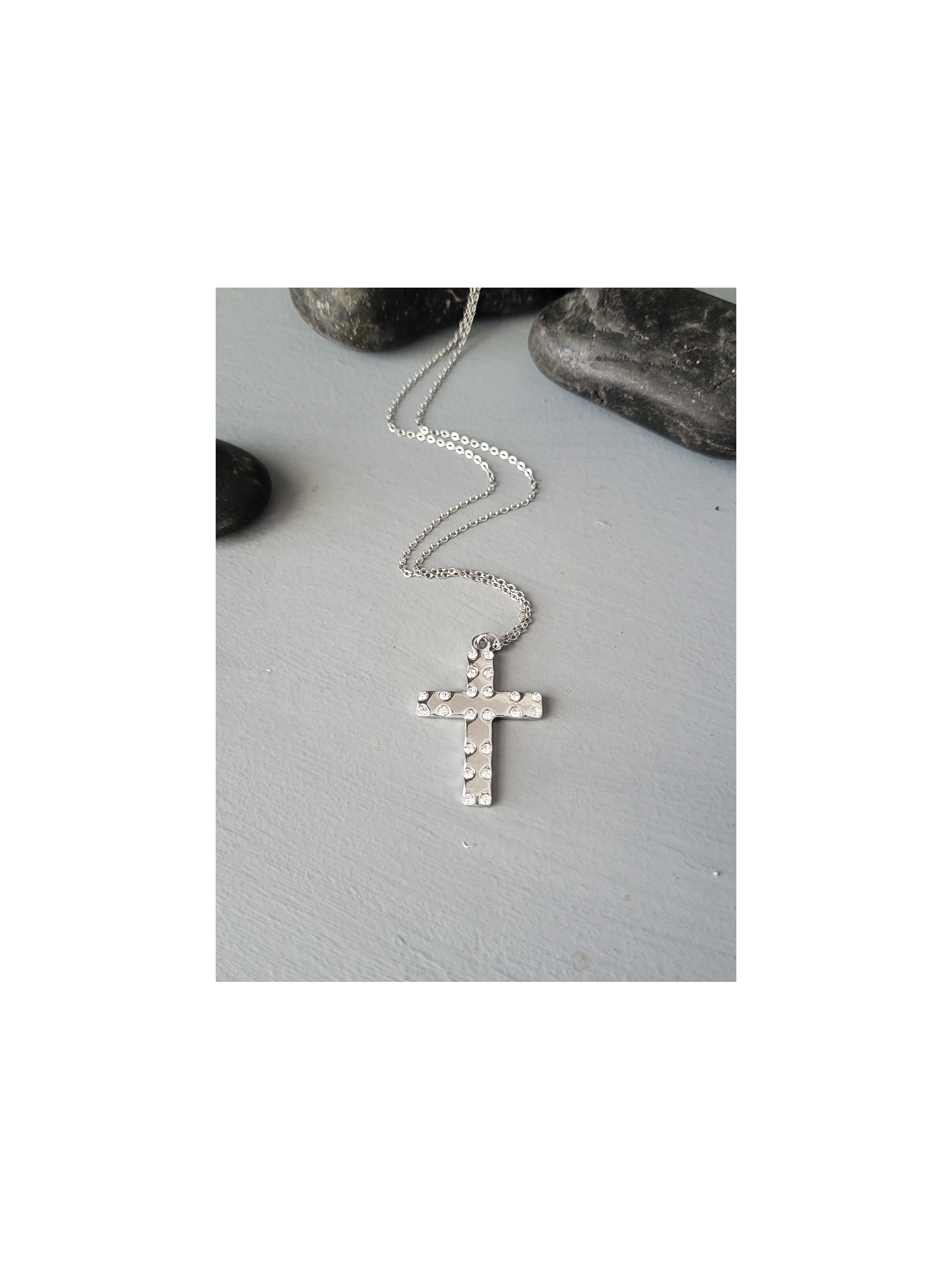 Κολιέ σταυρός Impressive ασημί