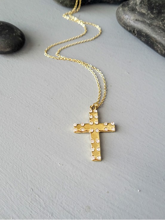 Κολιέ σταυρός Impressive χρυσό