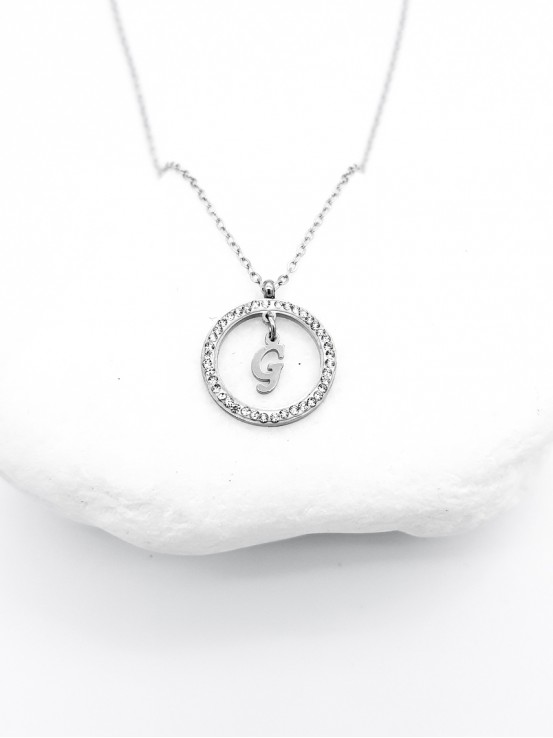 Κολιέ G Silver Strass