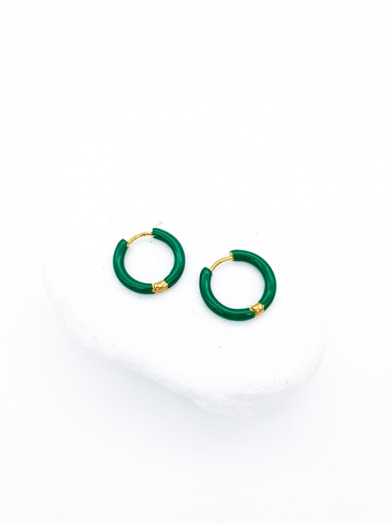 Σκουλαρίκια Mini Hoops Smalto πράσινα