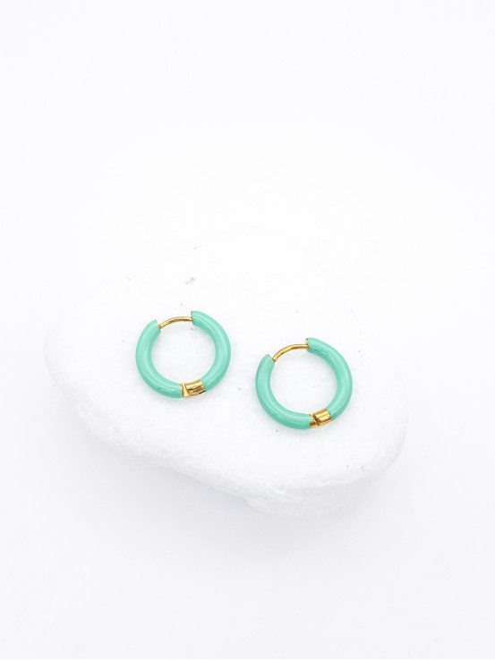 Σκουλαρίκια Mini Hoops Smalto βεραμάν