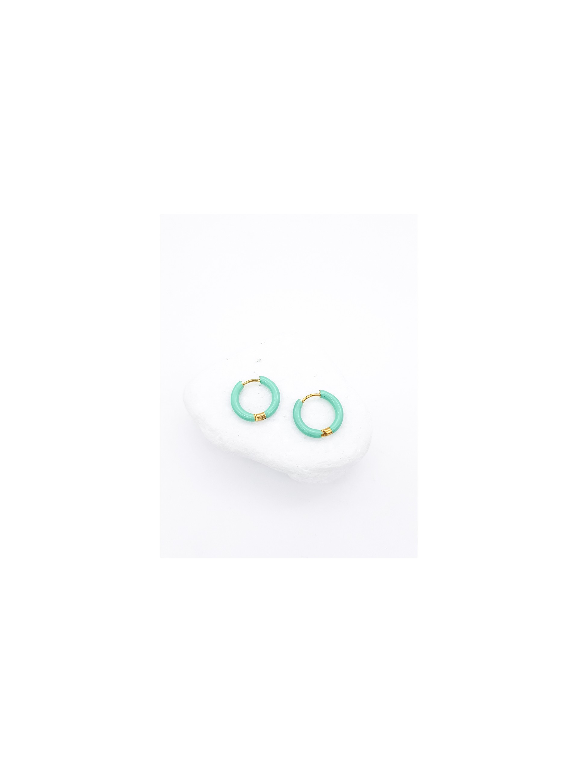 Σκουλαρίκια Mini Hoops Smalto βεραμάν