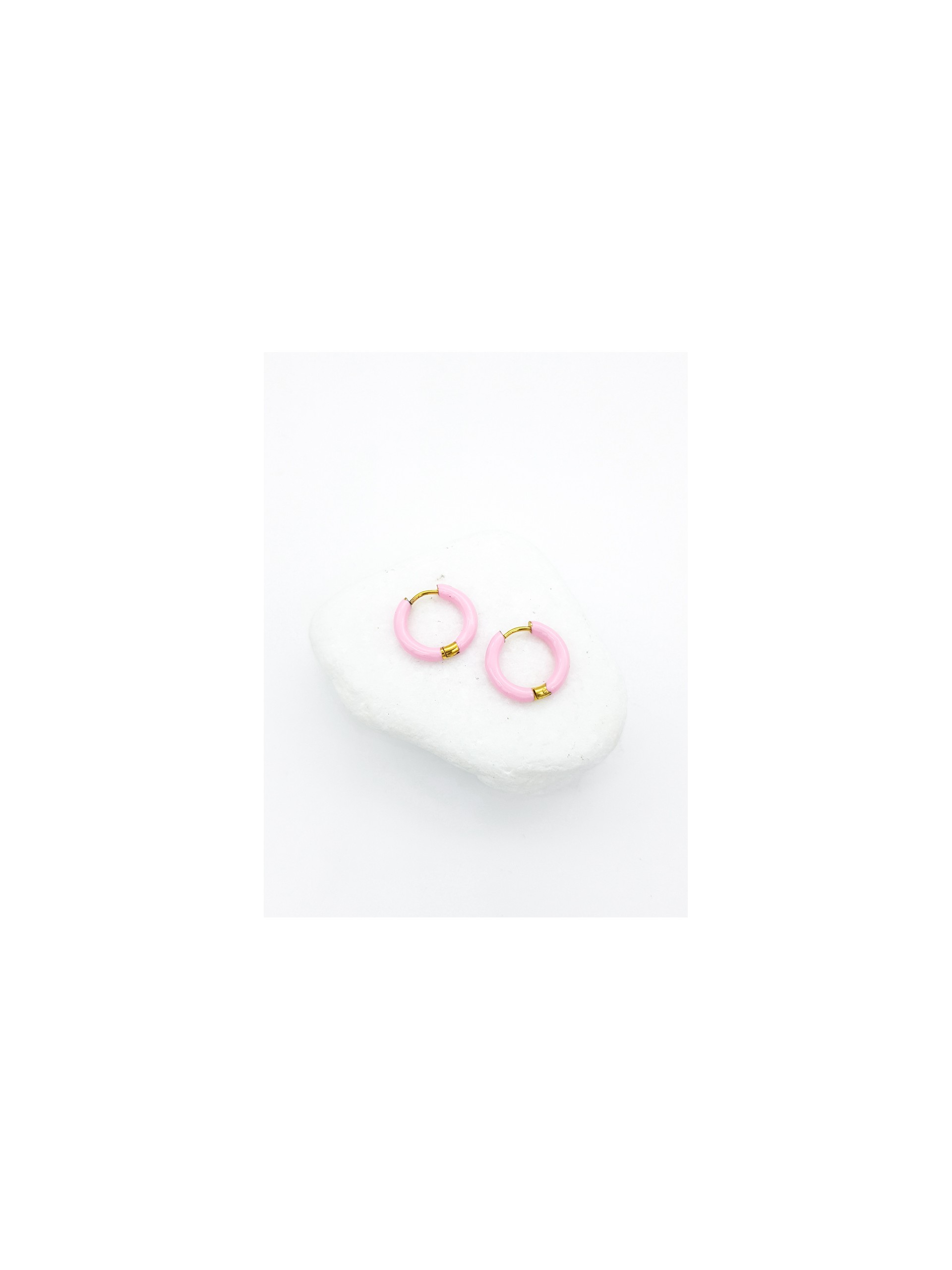 Σκουλαρίκια Mini Hoops Smalto ροζ