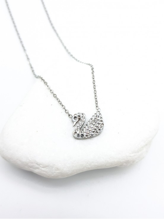 Κολιέ  white swan ασημί