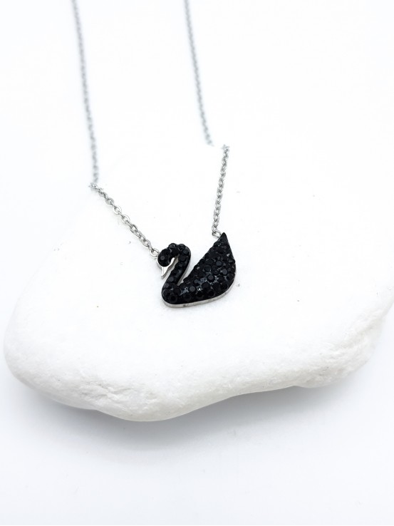 Κολιέ  black swan ασημί