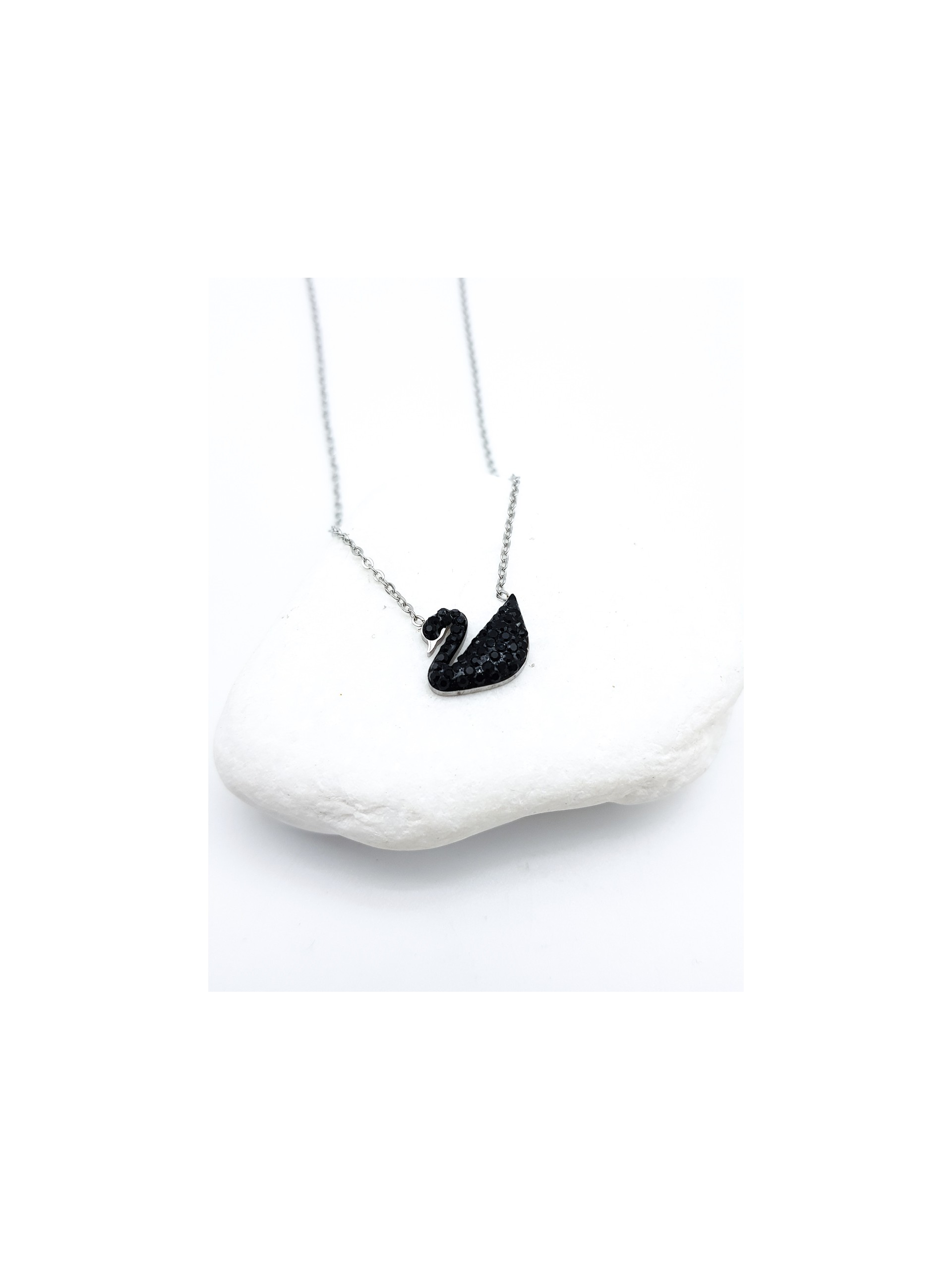 Κολιέ  black swan ασημί