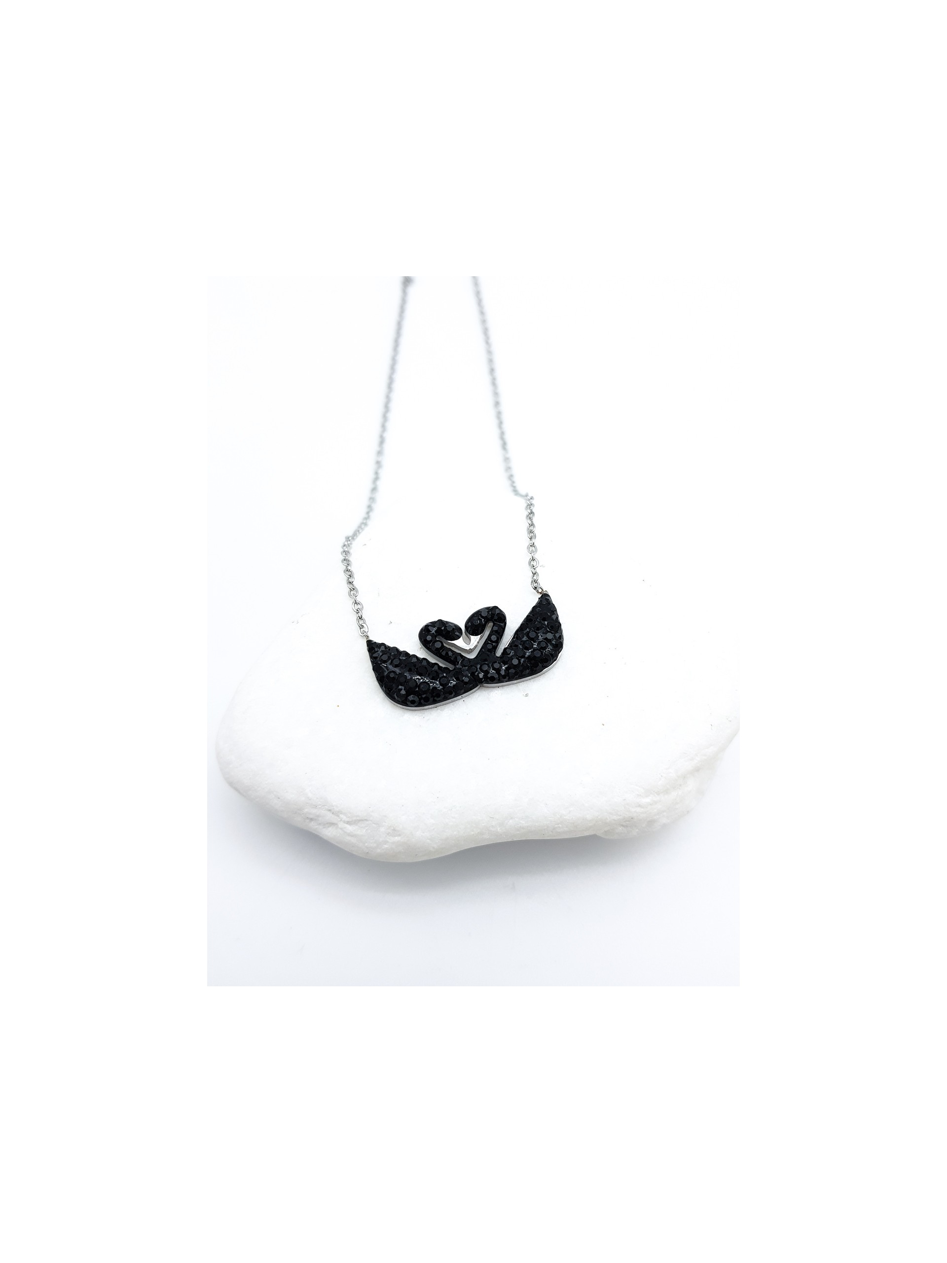Κολιέ Black Swan Pair ασημί