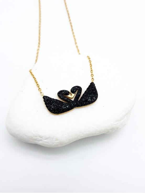 Κολιέ Black Swan Pair χρυσό
